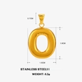 Polished stainless steel chubby letter O pendant in gold finish for DIY jewelry - Letter O - Gold