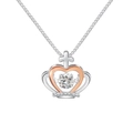 Detail of clover necklace featuring crown cross heart pendant and rose gold accents - Crown Heart Bicolor (762)