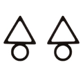 Minimalist geometric matte black round and triangle stud earrings for women - Triangle Circle Geometric / Black