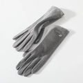 Winter thermal grey gloves with for you floral embroidery and touch screen design - One Size / 182 Grey