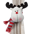 White reindeer Christmas curtain tieback with antlers and a striped scarf - Reindeer Elastic Style