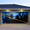 Halloween garage door banner with zombie silhouettes and yellow caution tape - 100cmx70cm / Caution Tape Zombie Style (WS094)