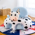 Plush baby floor seat in cow design with blue and white colors for sitting training - Cow