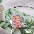 Minimalist 7cm crystal ball ornament with preserved pink dandelion flower inside - Red Daisy Ball 7cm (Kraft Box)