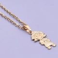 Polished 18k gold plated stainless steel necklace featuring a smiling girl pendant - Girl Necklace - Gold
