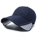 Dark blue quick-dry baseball cap with retractable grey side visors and sport embroidery - One Size(Adjustable) / Navy Blue