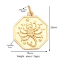 Gouden achthoekige schorpioen hanger met maan en ster reliëf voor het maken van sieraden - M779317-Gold Schorpioen Achthoek