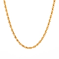 Classic gold plated stainless steel rope chain necklace with a dense spiral texture - 5mm Rope Chain