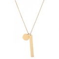 Collier minimaliste en acier inoxydable doré avec pendentifs rond et rectangulaire - Acier