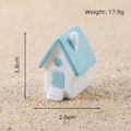 Miniature resin island house ornament with blue roof for micro landscape DIY decor - House