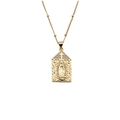 Golden Virgin Mary pendant necklace with cross and sparkling cubic zirconia stones - Style 0249DL 40CM Bead Chain