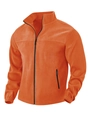 Men's bright orange fleece jacket featuring high collar and black zipper detail - S / Orange