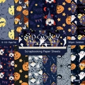 6x6 inch Halloween scrapbook paper pad with 24 sheets of spooky pumpkin and ghost patterns - R2472 24 Sheets
