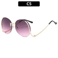 Frameless round sunglasses with purple gradient lenses and thin gold metal temples - Grey Pink