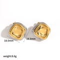 Dettaglio orecchini quadrati bicolore da 18,5 mm con un peso di 8,6 grammi - Stile a Blocchi Irregolari (TE60497-M)