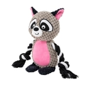 Detail of plush raccoon dog toy with durable cotton ropes for pet dental health - Raccoon