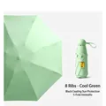 Mini light green folding sun umbrella with gold heart print and black UV protection layer - Fruit Green (Plain Large)