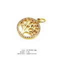 Golden tree of life pendant with micro-set zircons on a white background for jewelry making - 4-Tree of Life Round