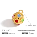 Golden football charm with colorful crystals, waterproof hypoallergenic copper jewelry piece - Pj92490g