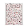 Laser red heart nail stickers featuring LOVE letters and romantic motifs style C6501 - C6501 / Laser Red