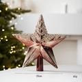 Puntale per albero di Natale a stella oro rosa 20cm con glitter e perle decorative - Caffè Chiaro Lucido