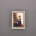 3D resin fridge magnet featuring Vermeer's The Milkmaid in a retro ivory style frame - Frame - The Milkmaid