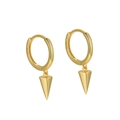 S925 sterling silver geometric hoop earrings in gold with conical charms and hallmarked S925 - ERH211 Gold Plated