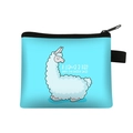 Sky blue polyester llama coin purse with zipper and quirky slogan for children - Sky Blue Humorous Llama Quote