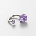 Silver open ring featuring two sparkling round purple zircons in a minimalist style - Purple Style (3#)
