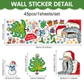 Christmas wall stickers set with Santa Claus and Snowman, 45 pieces window decoration - UV24Y12555T_R (30x90cm)