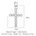 Silver-colored cross pendant in copper and cubic zirconia for DIY jewelry making - Silver Large Cross (VB255)