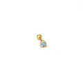 Minimalist gold heart stud earring with sky blue zircon and spiral ball screw back - Gold/Light Blue Zircon (340-3#)