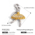 Ballerina pendant in silver and gold stainless steel with precise size measurements - Two-Tone Ballerina (PJ93281)