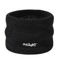 Winter fleece-lined black knit neck warmer with white HALLOWMNT embroidery for windproof warmth - 23*14*2cm / Black