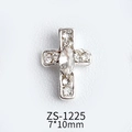 Silver alloy cross nail charm with full rhinestone inlay in ZS-1225 style, size 7x10mm - Marquise Stone Cross (ZS-1225)