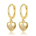 Elegant gold S925 silver heart hoop earrings with sparkling zircon flower setting - Style 3 (Heart Flower Cluster Gold)