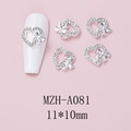 Close-up of heart-shaped nail art charms with bowknot design, size 11x10mm, MZH-A081 - Silver Hollow Heart Bowknot Style (A081)