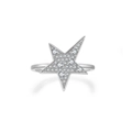 Sparkling S925 silver star ring with micro-pave cubic zirconia on white background - US 6 / Platinum