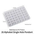 Alphabet and heart silicone mold for resin jewelry casting, size 12.2x8.7cm for DIY pendants - 26 Letters Heart-Single Hole / Silicone Mold