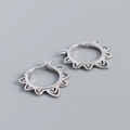 Vintage Silber Ohrringe mit hohlem Muster und geometrischem Metalldesign für Damen - 925er Silber / Weißgold