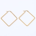 Minimalist square golden stainless steel hoop earrings with high polish metallic finish - Rhombus (Gold)