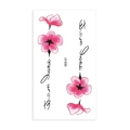 Pink cherry blossom temporary tattoo stickers with elegant black calligraphy style text - Artistic Cursive Cherry Blossom Style (LY030)