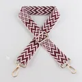 Adjustable geometric embroidery bag strap in red and pink with gold metal hooks - Light Gold Buckle / Pink Purple