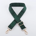 Adjustable green and black geometric woven bag strap with golden metal swivel hooks - Light Gold Buckle / Dark Green