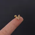 Golden 16G butterfly cartilage stud earring with cubic zirconia and screw back - Butterfly Shape (9#) / Gold
