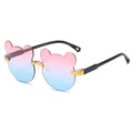Occhiali da sole per bambini senza montatura orecchie di orso lenti sfumate rosa blu stanghette nere - Sfumato da Rosa a Blu (Stampa in Oro)