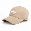 Premium khaki cotton baseball cap featuring intricate white butterfly and Love Poem embroidery. - Adjustable / Khaki