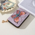 Purple faux leather wallet featuring colorful butterfly patterns and heart zipper pull - Multi-F (Light Purple Butterfly)