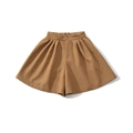 Pantaloncini marroni a vita alta a gamba larga con chiusura a bottone in tessuto - S / Pantaloncini Cachi