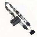Verstellbarer Gurt mit Zebra-Muster, kleiner schwarzer Tasche und Handy-Patch - Schwarz Zebra